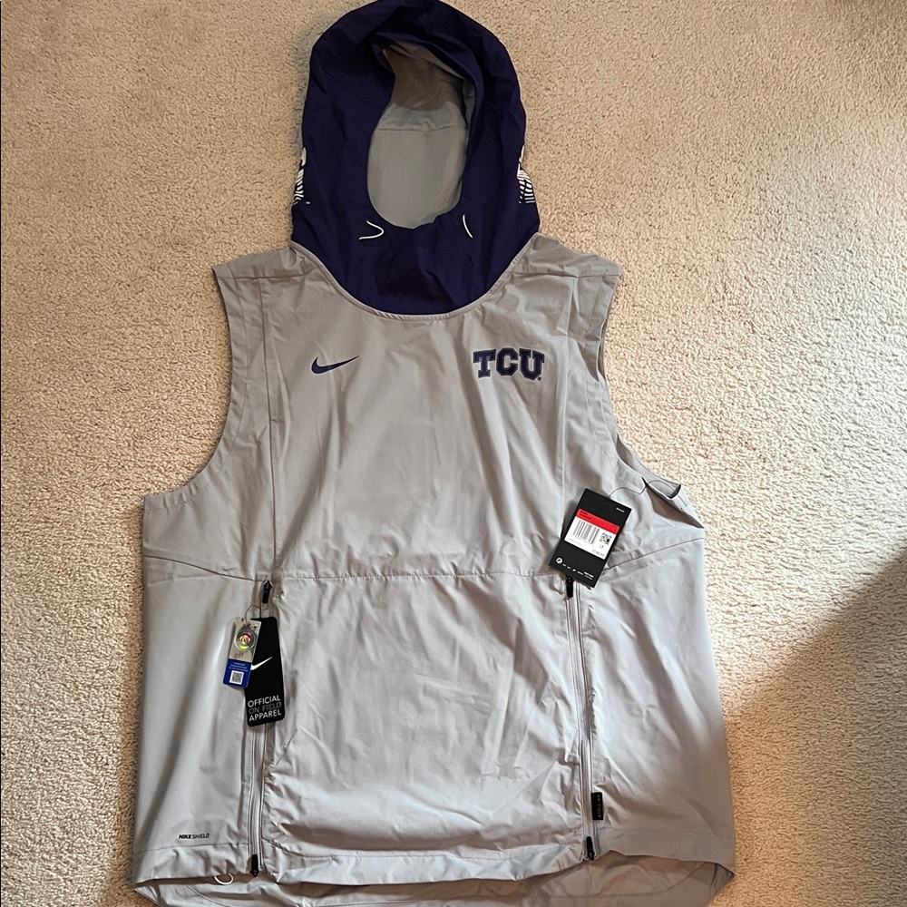 Nike Gray and Purple TCU Hooded Vest